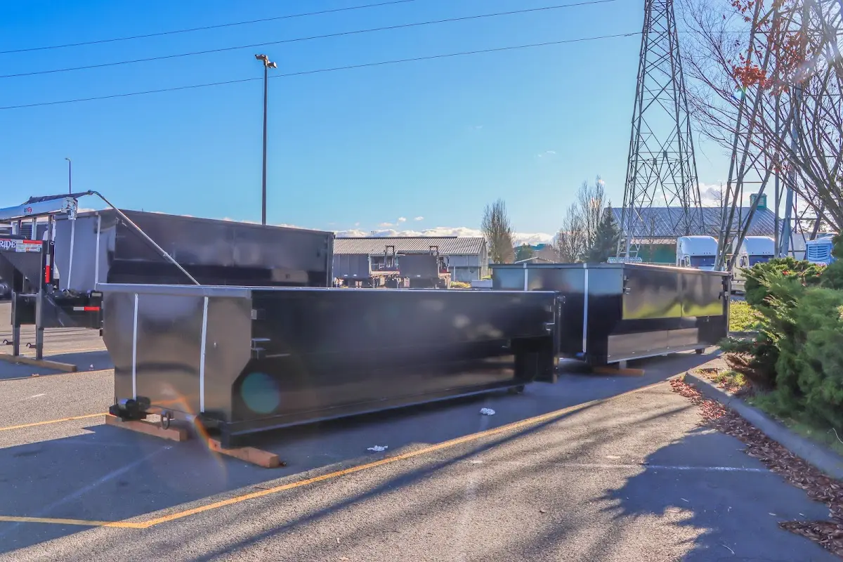 Roll-off dumpster ready for waste disposal at job site for Construction Dumpster Rental in Bright